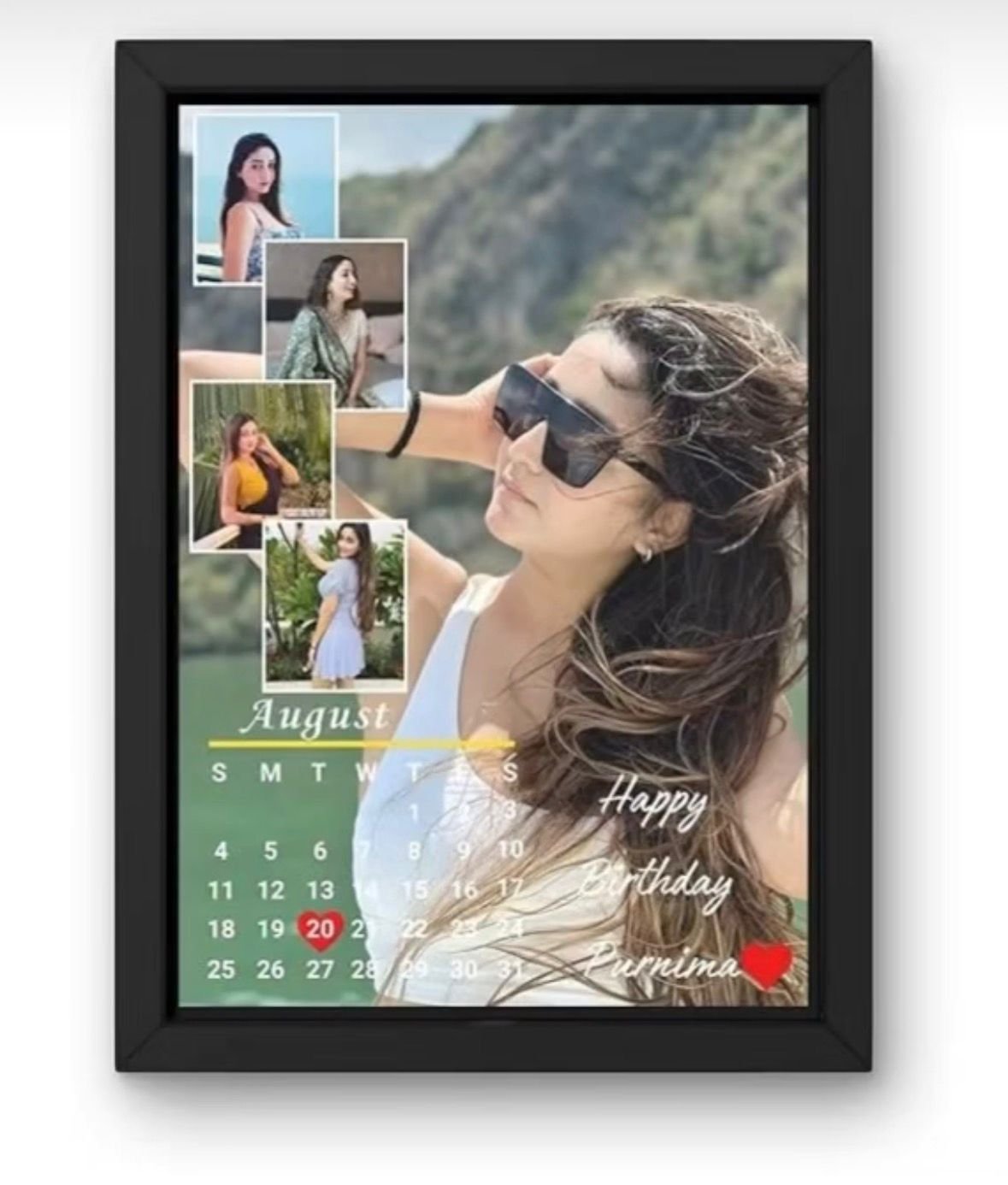 Personalized Birthday Calendar Photo Frame | Customized A4 Photo Collage Frame with Name & Date