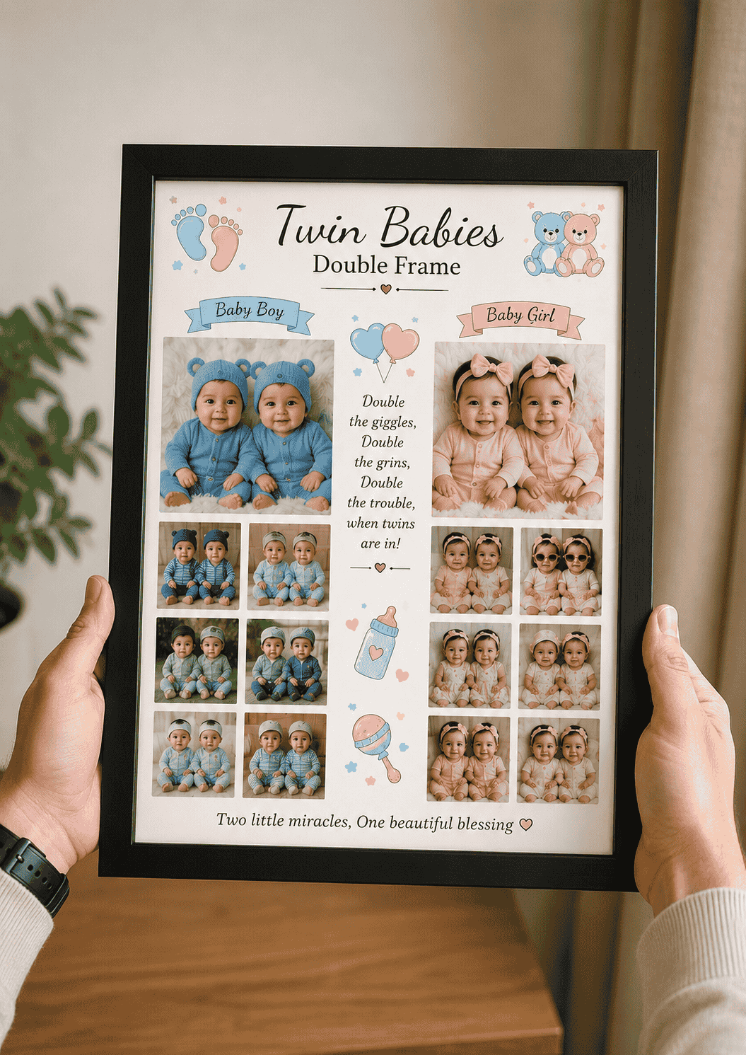Twin Babies Double Frame