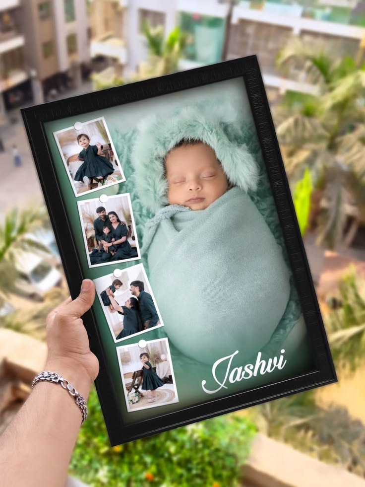 Personalized Newborn Baby Photo Frame with Name - A4 Size